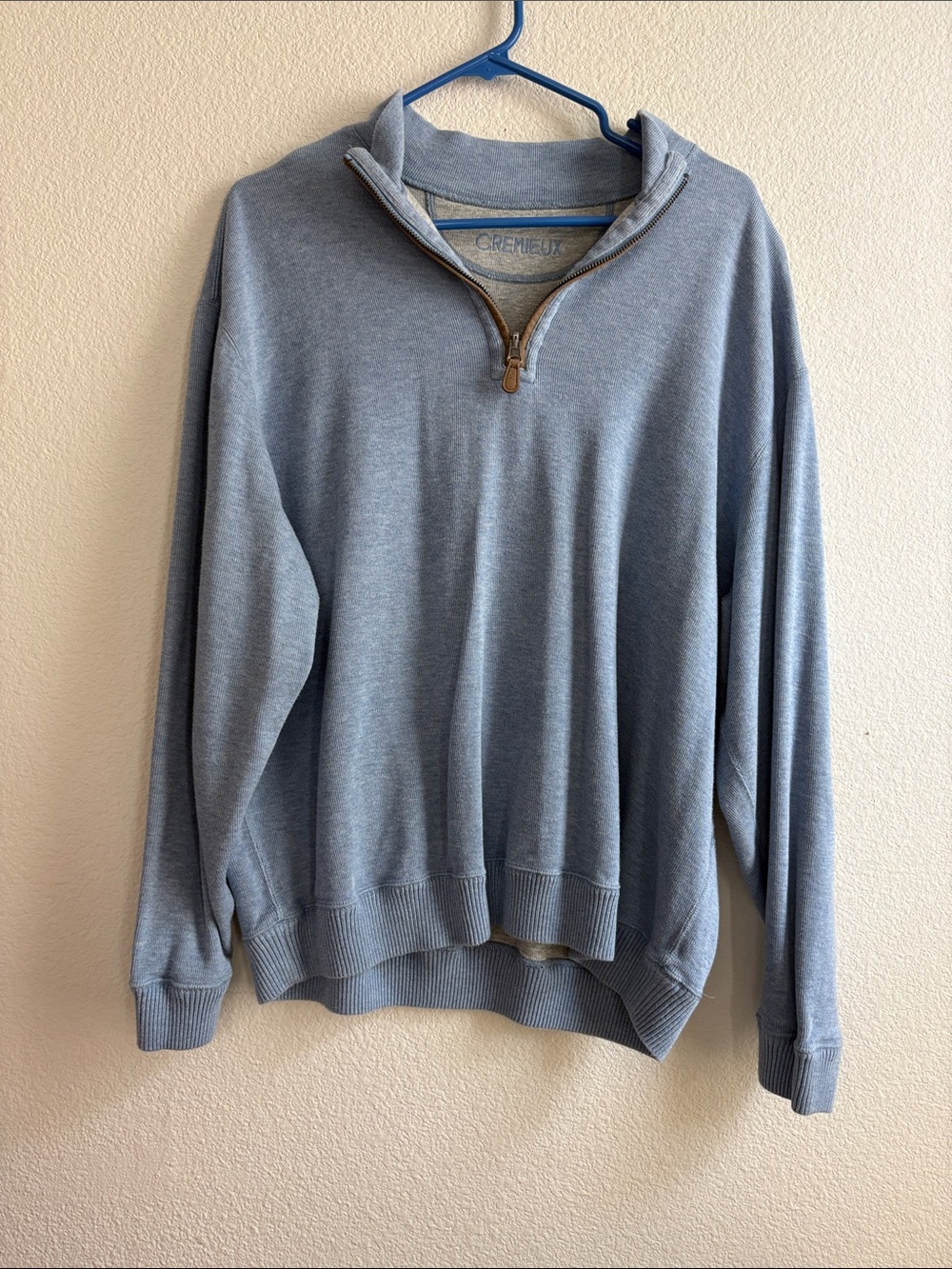 Daniel Cremieux Men’s Light Blue Half-Zip Pullover Sweater 77% Cotton GUC